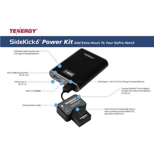  Tenergy SideKick6 Power kit for GoPro HD HERO3 AHDBT-201 AHDBT-301 AHDBT-302