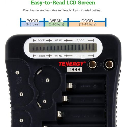  [아마존베스트]Tenergy T-333 Universal Battery Tester, LCD Display, Cell Checker, Multi-Purpose Small Battery Tester, for AA, AAA, C, D, 9V, CR123A, CR2, CRV3, 2CR5k CRP2, and Button Cell Batteri