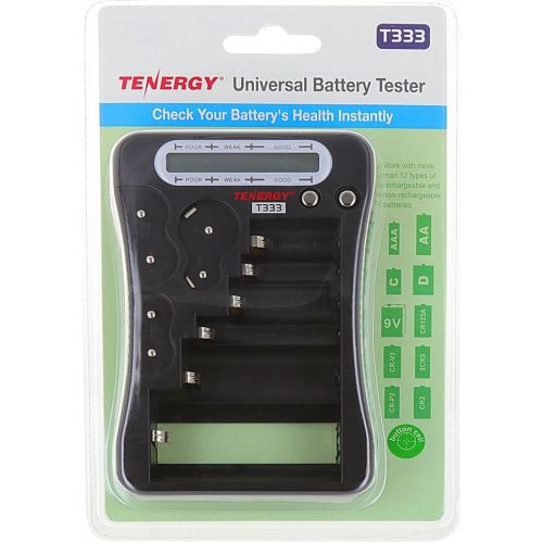  [아마존베스트]Tenergy T-333 Universal Battery Tester, LCD Display, Cell Checker, Multi-Purpose Small Battery Tester, for AA, AAA, C, D, 9V, CR123A, CR2, CRV3, 2CR5k CRP2, and Button Cell Batteri