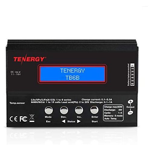  Tenergy TB6-B Balance Charger Discharger 1S-6S Digital Battery Pack Charger for NiMHNiCDLi-POLi-Fe Packs w LCD Display Hobby Battery Charger w TamiyaJSTEC3HiTecDeans Conne