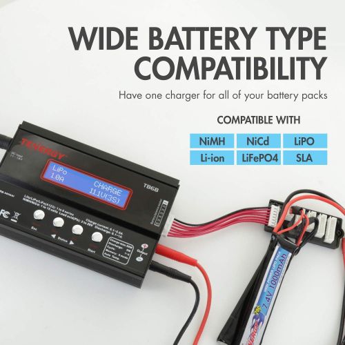  Tenergy TB6-B Balance Charger Discharger 1S-6S Digital Battery Pack Charger for NiMHNiCDLi-POLi-Fe Packs w LCD Display Hobby Battery Charger w TamiyaJSTEC3HiTecDeans Conne