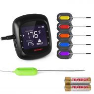 Tenergy Solis Digital Meat Thermometer, APP Controlled Wireless Bluetooth Smart BBQ Thermometer w/ 6 Stainless Steel Probes, Large LCD Display, Carrying Case, Cooking Thermometer f