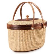 Teng Tian Nantucket basket Picnic Basket woven basket basket storage storage baskets storage basket shelves organizer basket woven storage basket cane basket for Storage Handmade Style Sewin