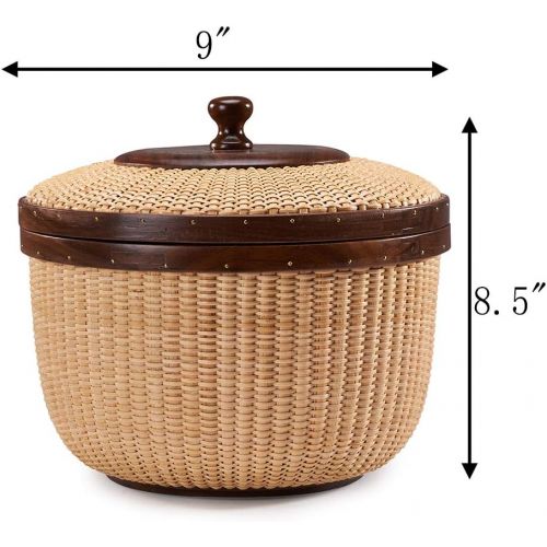  Teng Tian lidded home storage Rattan Handicrafts Casual Style Circular Basket rattan baskets for organizing sewing kits for adults