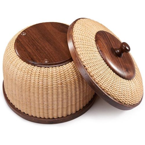  Teng Tian lidded home storage Rattan Handicrafts Casual Style Circular Basket rattan baskets for organizing sewing kits for adults