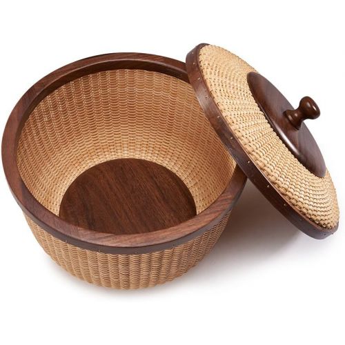  Teng Tian lidded home storage Rattan Handicrafts Casual Style Circular Basket rattan baskets for organizing sewing kits for adults