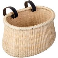 Teng Tian Bicycle Basket Cane Woven Copper Leather Straps and Buckle with Basket Rattan Baskets for Wall Rattan Baskets for organizing