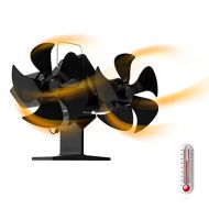 Tengchang Heat Powered Stove Fan, 10 Blades Wood Stove Fans, 2 Heads Fireplace Fans for Home Heating Log Burner
