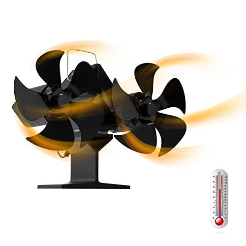  Tengchang Heat Powered Stove Fan, 10 Blades Wood Stove Fans, 2 Heads Fireplace Fans for Home Heating Log Burner