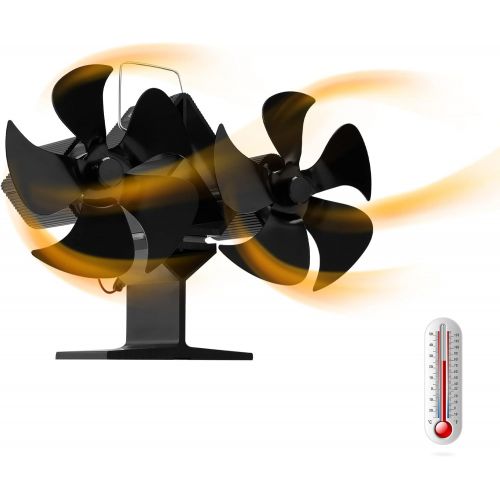  Tengchang Heat Powered Stove Fan, 10 Blades Wood Stove Fans, 2 Heads Fireplace Fans for Home Heating Log Burner