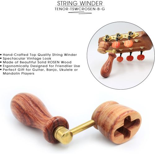  OLIVE Handcrafted Wooden Guitar String Winder by Tenor. Designed For Classical, Flamenco, Acoustic, Electric Guitars and Ukuleles. Made Of Solid Handpicked OLIVE Wood. Beautiful Vi
