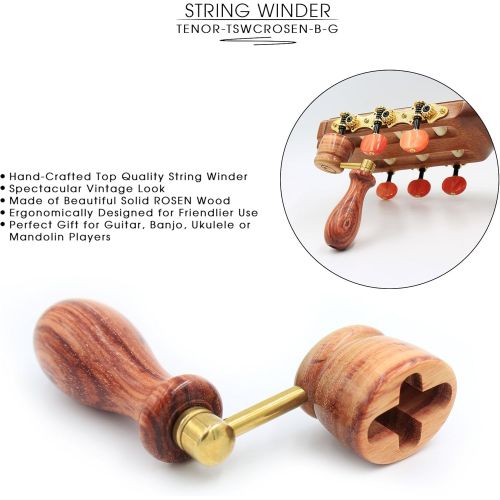  ROBINIA Handcrafted Wooden Guitar String Winder by Tenor. Designed For Classical, Flamenco, Acoustic, Electric Guitars and Ukuleles. Made Of Solid Handpicked ROBINIA Wood. Beautifu