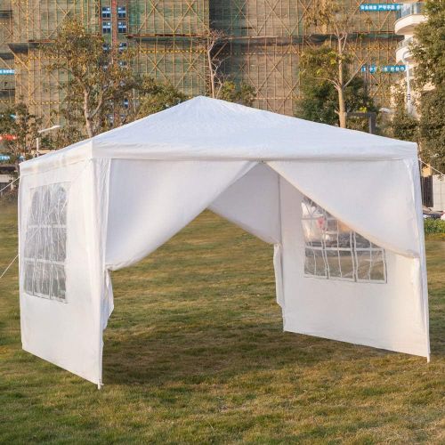  Tenozek 3 x 3m Four Sides Portable Home Use Waterproof Tent with Spiral Tubes White