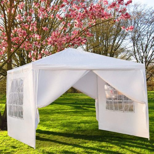  Tenozek 3 x 3m Four Sides Portable Home Use Waterproof Tent with Spiral Tubes White