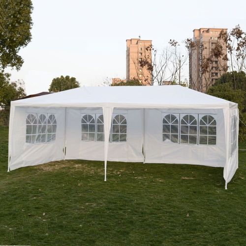  Tenozek White 10 X 20 Portable Outdoor Gazebo Canopy, Foldable Heavy Duty Wedding Party Tent with 4 Sidewalls