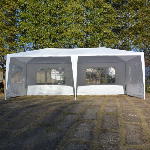  Tenozek White 10 X 20 Portable Outdoor Gazebo Canopy, Foldable Heavy Duty Wedding Party Tent with 4 Sidewalls