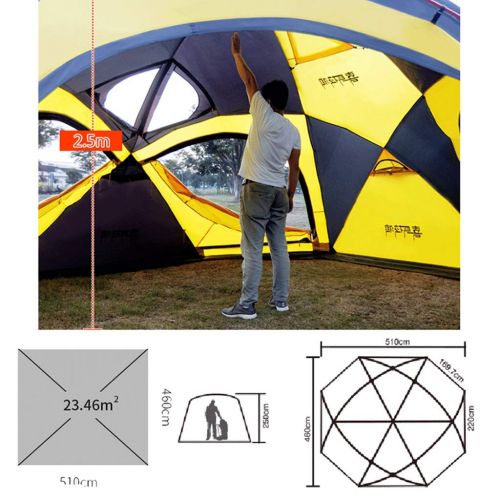  Tent Family Camping Spherical Base Outdoor Camping Thick Rainproof Oversized Camp Activities Camping Wild (Color : Yellow, Size : 510460250cm)