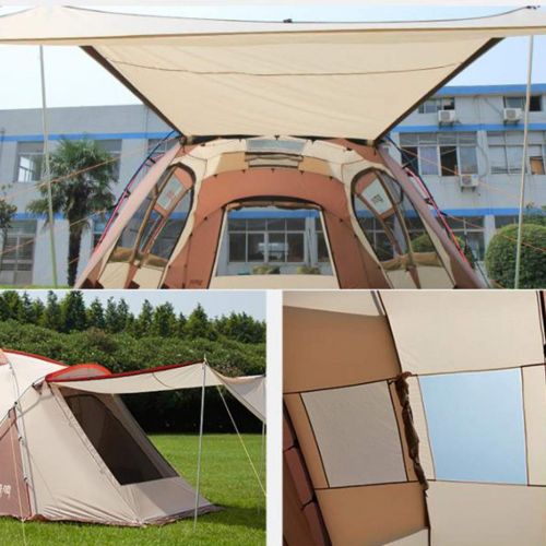  Tent Family Camping Camping Camp Big Thickening Tunnel Outdoor Waterproof Rainproof 4-6-8-10 People Family Giant (Color : Brown, Size : 650400/345220cm)