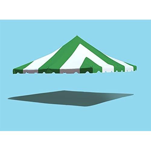  Tent and Table 20-Foot X 20-Foot One Piece Pole Tent Top Green/White Heavy Duty 16-Ounce Thick Blockout Vinyl Fabric Tent Frame Not Included