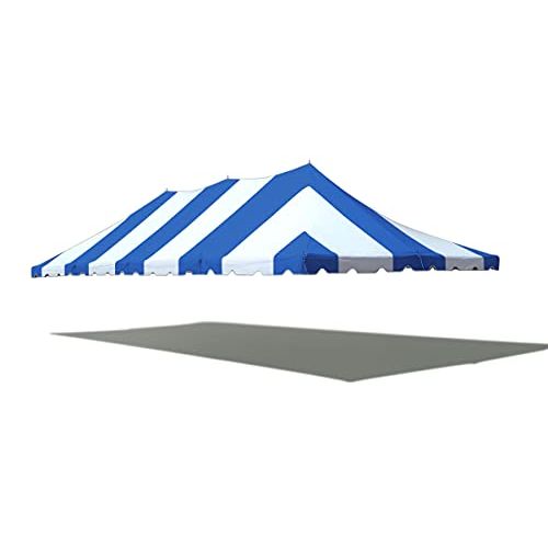  Tent and Table 20-Foot X 40-Foot One Piece Pole Tent Top Blue/White Heavy Duty 16-Ounce Thick Blockout Vinyl Fabric Tent Frame Not Included