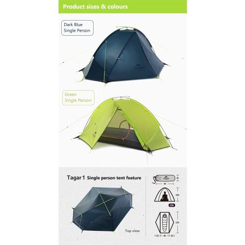  Tentock Ultraleichtes Zelt im Freien Wasserdichtes PU 4000mm Wanderzelt fuer 1-2 Personen zum Wandern Reise Picknick