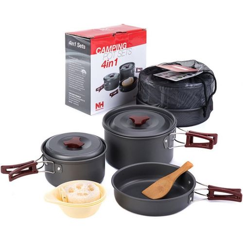  Tentock Camping Cookware Tableware Pinic Hiking Outdoor Cooking Mess Kit Lightweight Compact Cooking Set for 2-3 Person