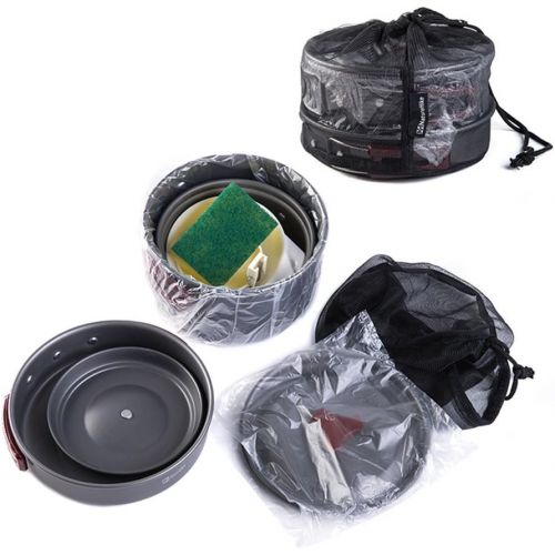  Tentock Camping Cookware Tableware Pinic Hiking Outdoor Cooking Mess Kit Lightweight Compact Cooking Set for 2-3 Person