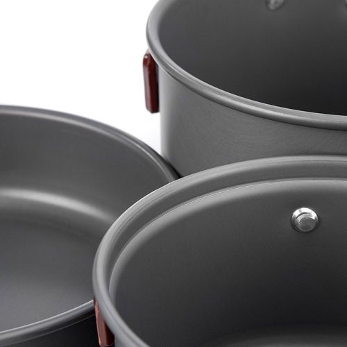  Tentock Camping Cookware Tableware Pinic Hiking Outdoor Cooking Mess Kit Lightweight Compact Cooking Set for 2-3 Person