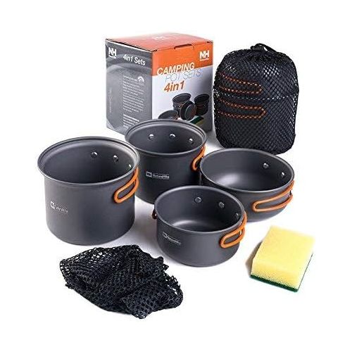  Tentock Portable Cookware Backpacking Cooking Kit Aluminum Bowl Pot Pan Set for Camping Hiking Backpacking Travelling