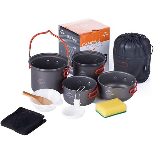  Tentock Portable Cookware Backpacking Cooking Kit Aluminum Bowl Pot Pan Set for Camping Hiking Backpacking Travelling