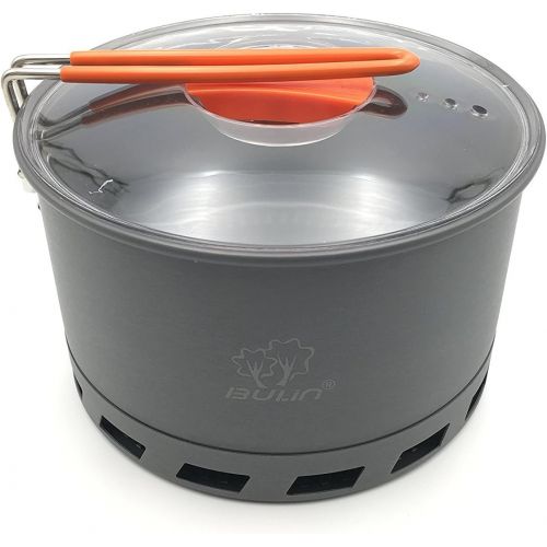  Tentock Outdoor Pot Portable Heat Collecting Exchanger Pot 1L/1.5L/2.1L Camping Backpacking Hard Aluminum Pot with Folding Handle Rapid Boil Billy Can with Compact Storage Mesh Pou