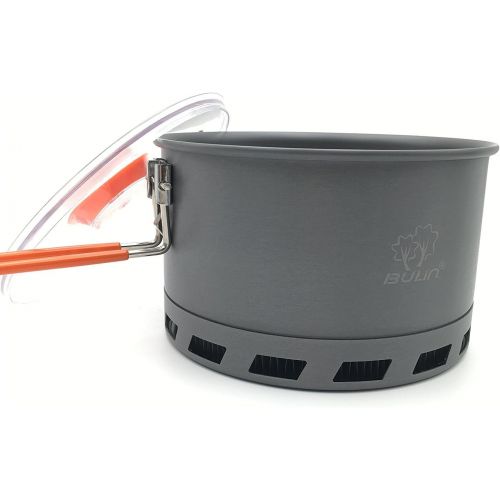  Tentock Outdoor Pot Portable Heat Collecting Exchanger Pot 1L/1.5L/2.1L Camping Backpacking Hard Aluminum Pot with Folding Handle Rapid Boil Billy Can with Compact Storage Mesh Pou