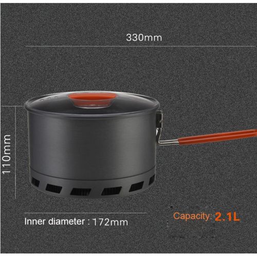  Tentock Outdoor Pot Portable Heat Collecting Exchanger Pot 1L/1.5L/2.1L Camping Backpacking Hard Aluminum Pot with Folding Handle Rapid Boil Billy Can with Compact Storage Mesh Pou