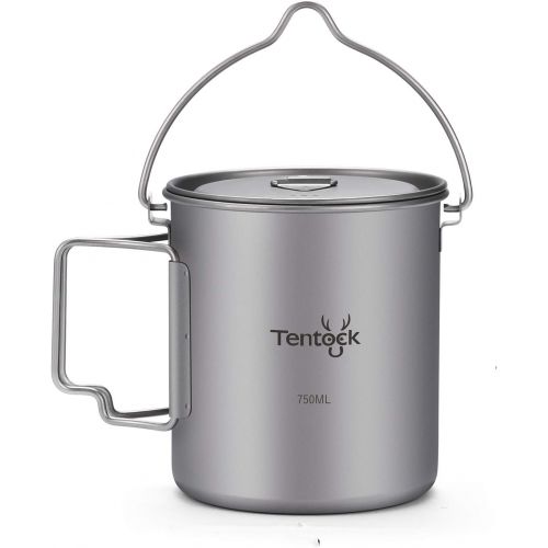  Tentock Titanium Cup Backpacking Camping Coffee Mug Hanging Pot Ultralight Portable Multi-Functional Outdoor Cooking Pot Mug