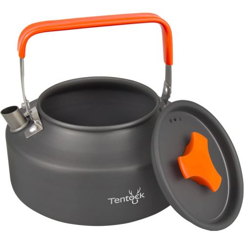  Tentock Aluminium Camping Kettle Lightweight Tea & Coffee Pot Portable Water Kettle 1L with Foldable Handle Fast Heating Water Boiler Outdoor Cookware for Picnic Backpacking Trekki