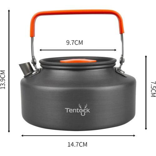 Tentock Aluminium Camping Kettle Lightweight Tea & Coffee Pot Portable Water Kettle 1L with Foldable Handle Fast Heating Water Boiler Outdoor Cookware for Picnic Backpacking Trekki