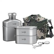 Tentock Titanium Canteen Kit Ultralight Camping Mess Kit Outdoor Cookware Water Kettle (Canteen+Cup set)