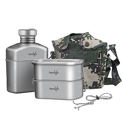  Tentock Titanium Canteen Kit Ultralight Camping Mess Kit Outdoor Cookware Water Kettle (Canteen+Cup set)