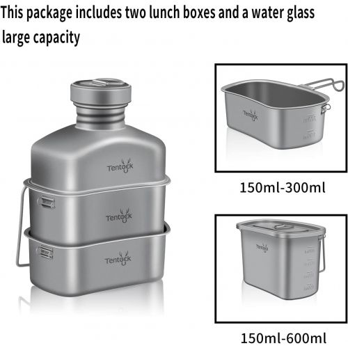  Tentock Titanium Canteen Kit Ultralight Camping Mess Kit Outdoor Cookware Water Kettle (Canteen+Cup set)