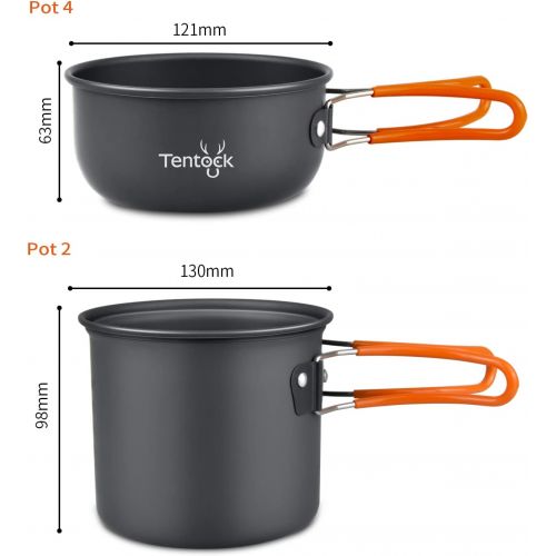  Tentock Camping Cookware Kit Lightweight Aluminium Outdoor Cooking Set Foldable Pans & Pots Set Portable for 2 to 4 People Camping Cooking Utensils for Backpacking Hiking Picnic