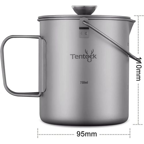  Tentock Titanium Cup Camping Coffee Maker Mug Titanium French Press Pot Portable Outdoor Cooking Pot Lightweight Tea Pot Cup Multi-Functional Travel Mug with Device Filter and Hand