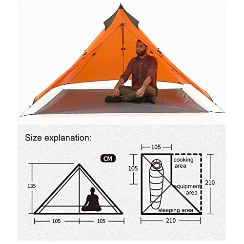  Tentock 4 Season Outdoor Double Layer Ultralight 1 Person Pyramid Tent for Camping Hiking Climbing