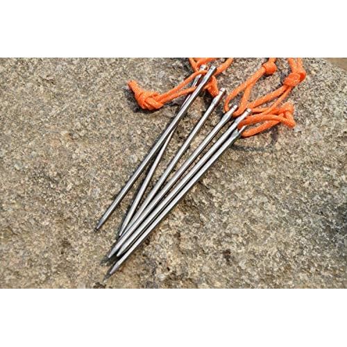  Tentock Titanium Tent Stakes 6pcs/Pack Ultralight Tarp Nails Hammock Pegs for Hard Ground Rock Granite with Reflective Loop (TT0144(16.5cm))