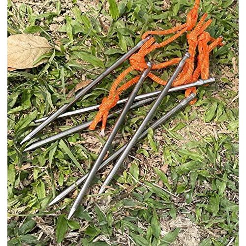  Tentock Titanium Tent Stakes 6pcs/Pack Ultralight Tarp Nails Hammock Pegs for Hard Ground Rock Granite with Reflective Loop (TT0144(16.5cm))