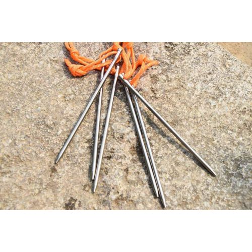  Tentock Titanium Tent Stakes 6pcs/Pack Ultralight Tarp Nails Hammock Pegs for Hard Ground Rock Granite with Reflective Loop (TT0144(16.5cm))