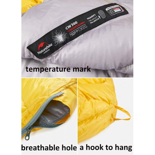  Tentock Naturehike Outdoor Goose Down Mummy Single Sleeping Bag 750FP Super Warm Winter Camping Ultralight Sleeping Gear for Trekking Hiking Backpacking
