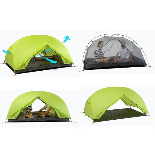  Tentock Mongar Lightweight Double Layer 3 Season Tent Alluminium Poles 1-2 Person Rainproof Tent with Groundsheet for Camping Hiking Mountaineering