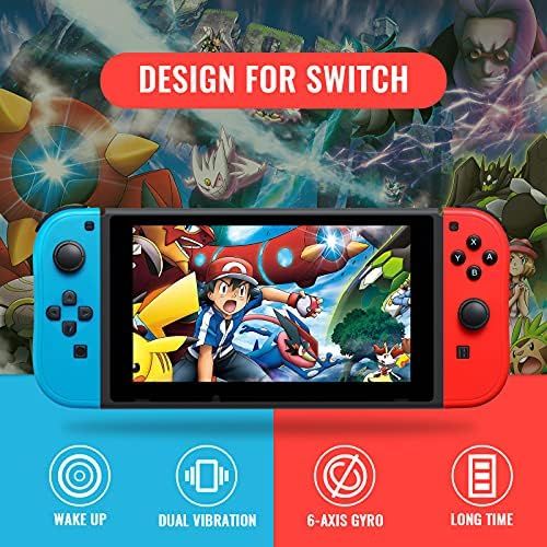  [아마존베스트]Tenvoonl Joy-Pad Controller Compatible with Switch Joycons with Wrist Strap, Switch Controller Supports Wake-up Function(Blue and Red)