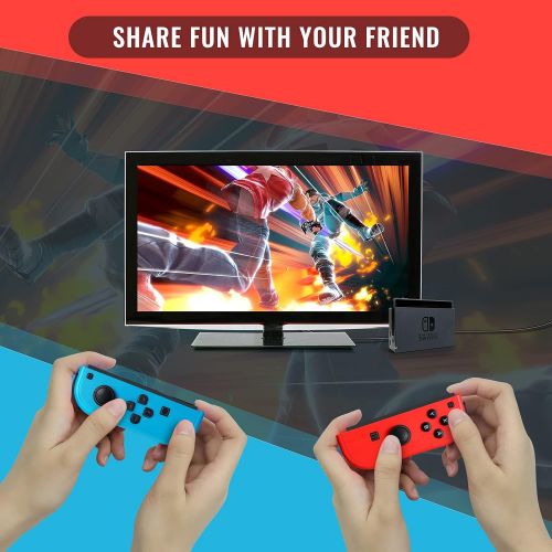  [아마존베스트]Tenvoonl Joy-Pad Controller Compatible with Switch Joycons with Wrist Strap, Switch Controller Supports Wake-up Function(Blue and Red)