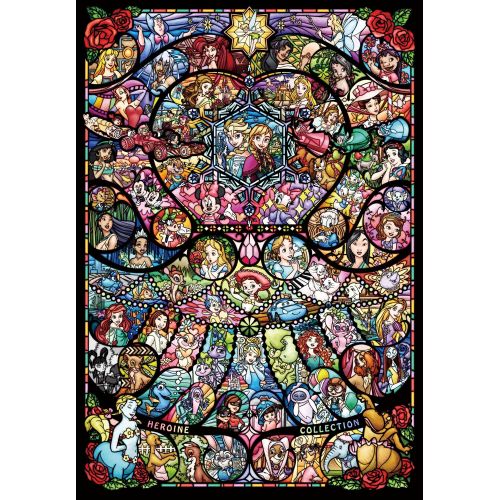  Tenyo DP 1000 028 Disney & Pixar Heroine Stained Art Pure White Jigsaw Puzzle (1000 Pieces)